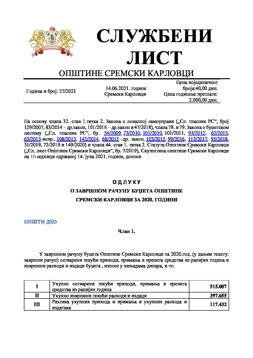 Sluzbeni list – 2021 – 27