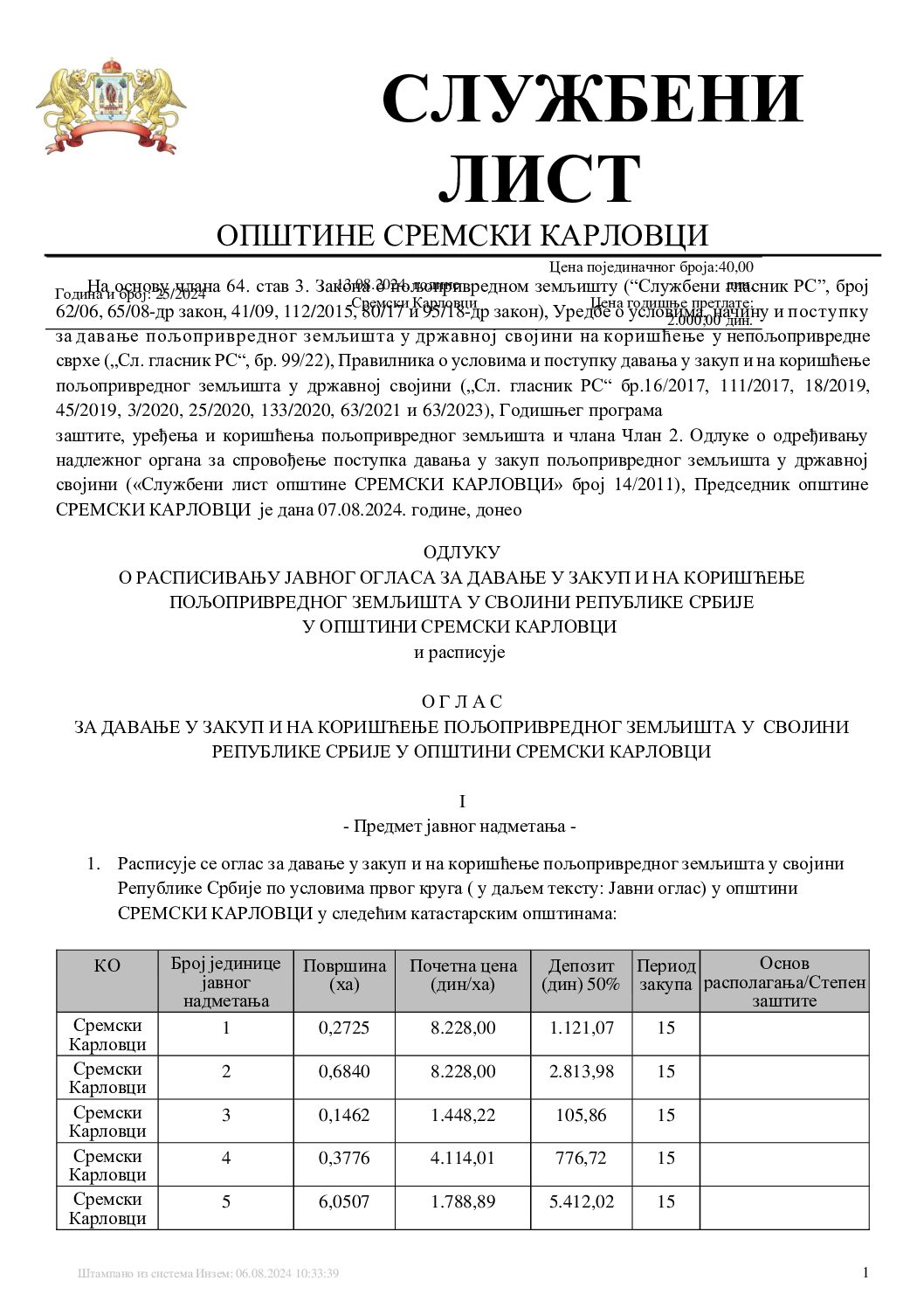 Sluzbeni list – 2024 – 25