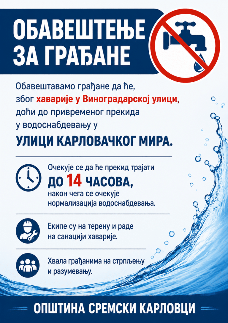 ОБАВЕШТЕЊЕ ЗА ГРАЂАНЕ